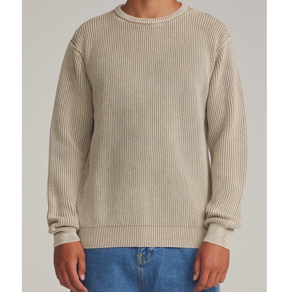 Katin Mens Swell Aluminum Ribbed 100% Cotton Coastal Vintage Wash Sweater Size M